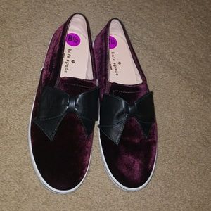 Kate Spade Delise Bordaeux Velvet Bow Flat Shoes